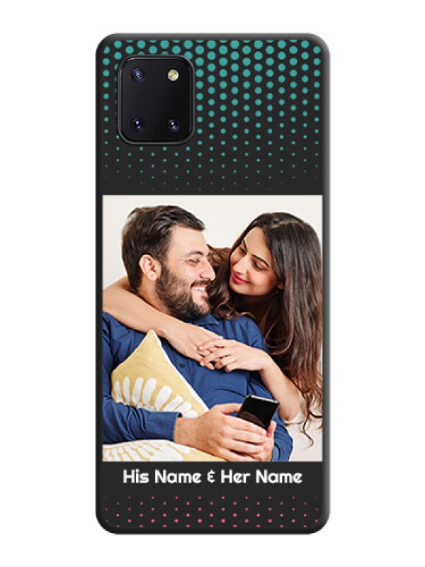 Custom Faded Dots with Grunge Photo Frame and Text on Space Black Custom Soft Matte Phone Cases - Galaxy Note 10 Lite