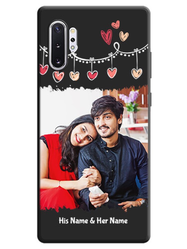 Custom Pink Love Hangings with Name on Space Black Custom Soft Matte Phone Cases - Galaxy Note 10 Plus