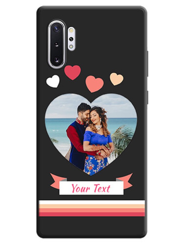 Custom Love Shaped Photo with Colorful Stripes on Personalised Space Black Soft Matte Cases - Galaxy Note 10 Plus