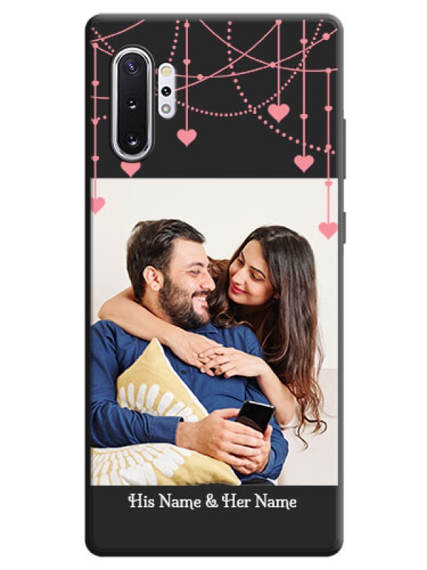 Custom Pink Love Hangings with Text on Space Black Custom Soft Matte Back Cover - Galaxy Note 10 Plus