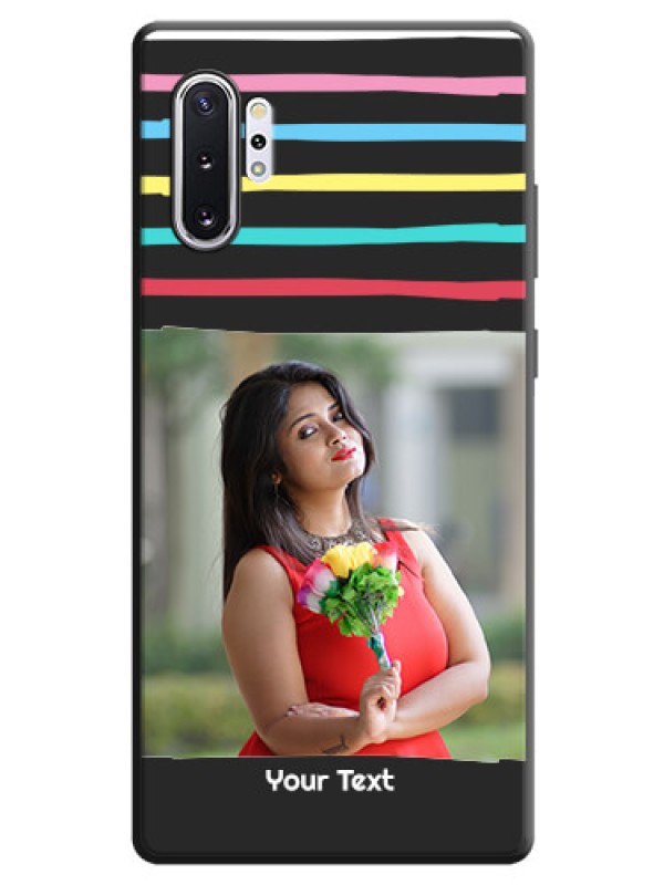 Custom Multicolor Lines with Image on Space Black Personalized Soft Matte Phone Covers - Galaxy Note 10 Plus