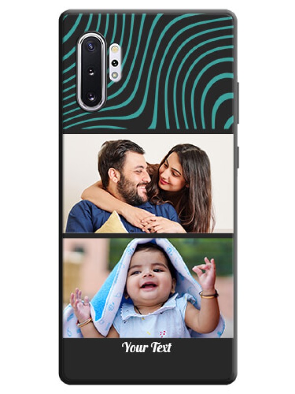 Custom Wave Pattern with 2 Image Holder on Space Black Personalized Soft Matte Phone Covers - Galaxy Note 10 Plus
