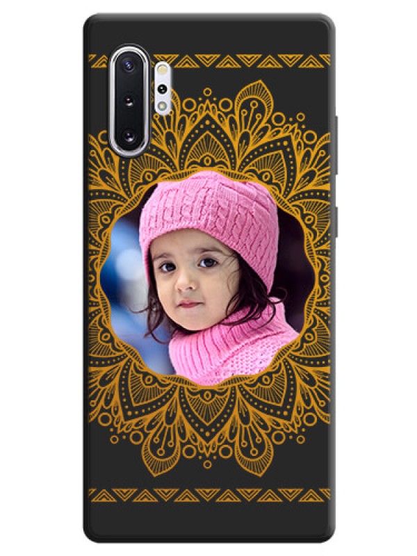 Custom Round Image with Floral Design - Photo on Space Black Soft Matte Mobile Cover - Galaxy Note 10 Plus
