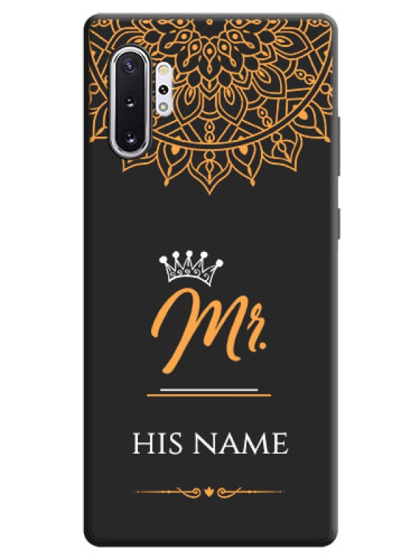Custom Mr Name with Floral Design  on Personalised Space Black Soft Matte Cases - Galaxy Note 10 Plus