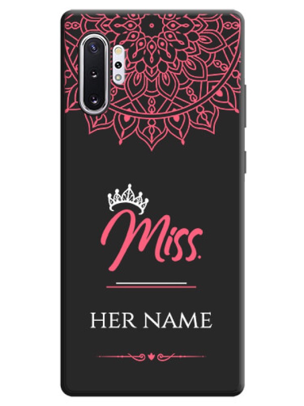 Custom Mrs Name with Floral Design on Space Black Personalized Soft Matte Phone Covers - Galaxy Note 10 Plus
