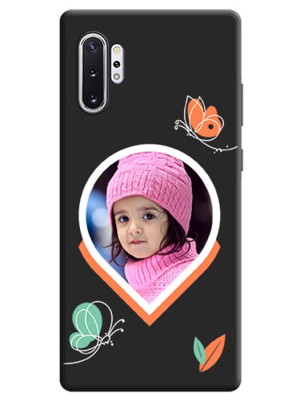 Custom Upload Pic With Simple Butterly Design On Space Black Personalized Soft Matte Phone Covers -Samsung Galaxy Note 10 Plus