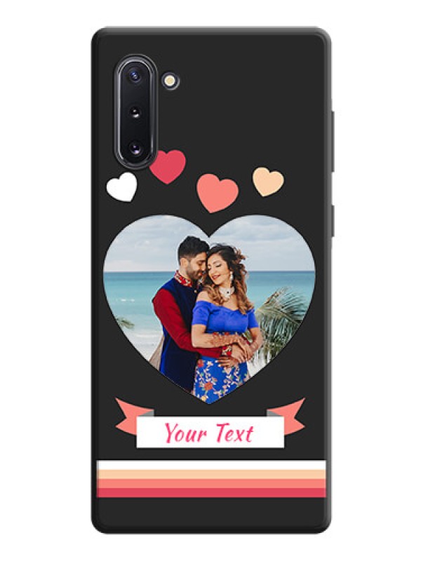 Custom Love Shaped Photo with Colorful Stripes on Personalised Space Black Soft Matte Cases - Galaxy Note 10