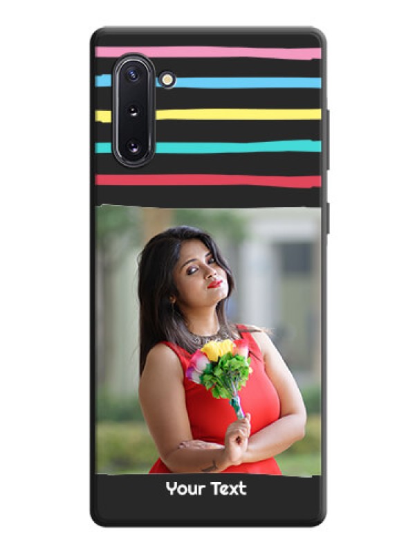 Custom Multicolor Lines with Image on Space Black Personalized Soft Matte Phone Covers - Galaxy Note 10