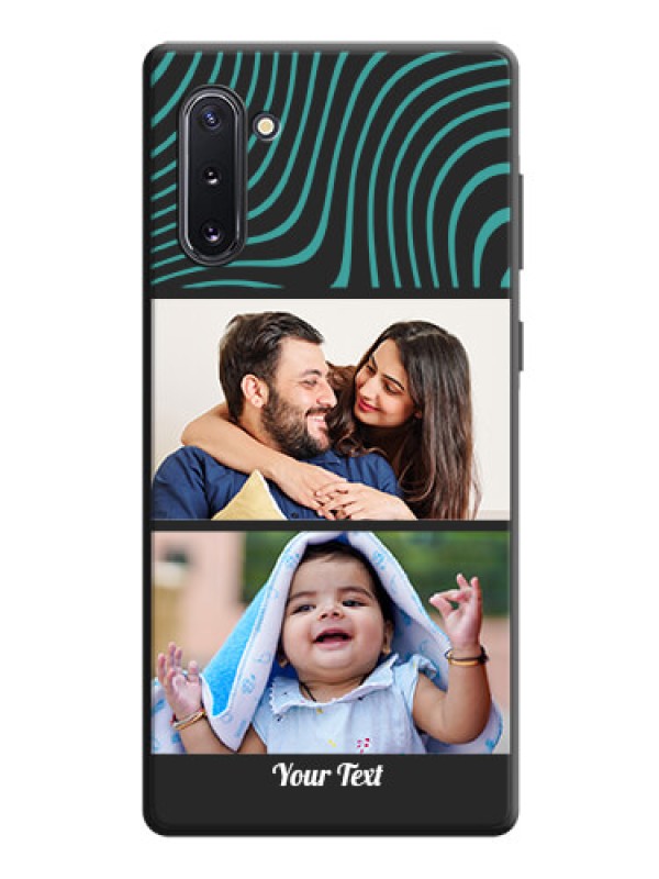 Custom Wave Pattern with 2 Image Holder on Space Black Personalized Soft Matte Phone Covers - Galaxy Note 10