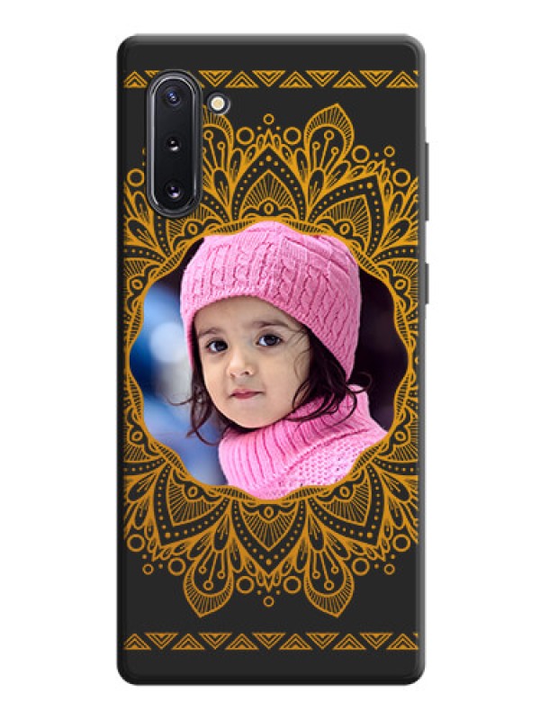 Custom Round Image with Floral Design - Photo on Space Black Soft Matte Mobile Cover - Galaxy Note 10