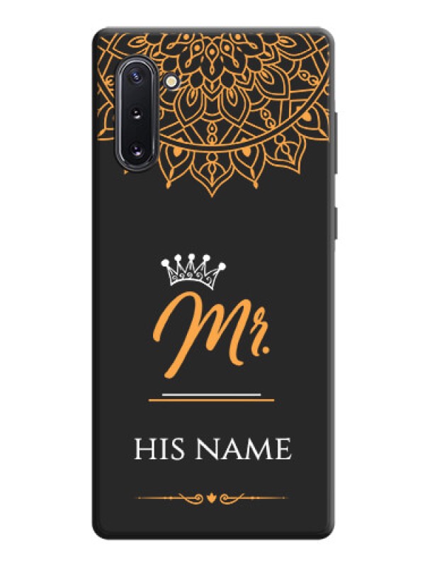 Custom Mr Name with Floral Design  on Personalised Space Black Soft Matte Cases - Galaxy Note 10