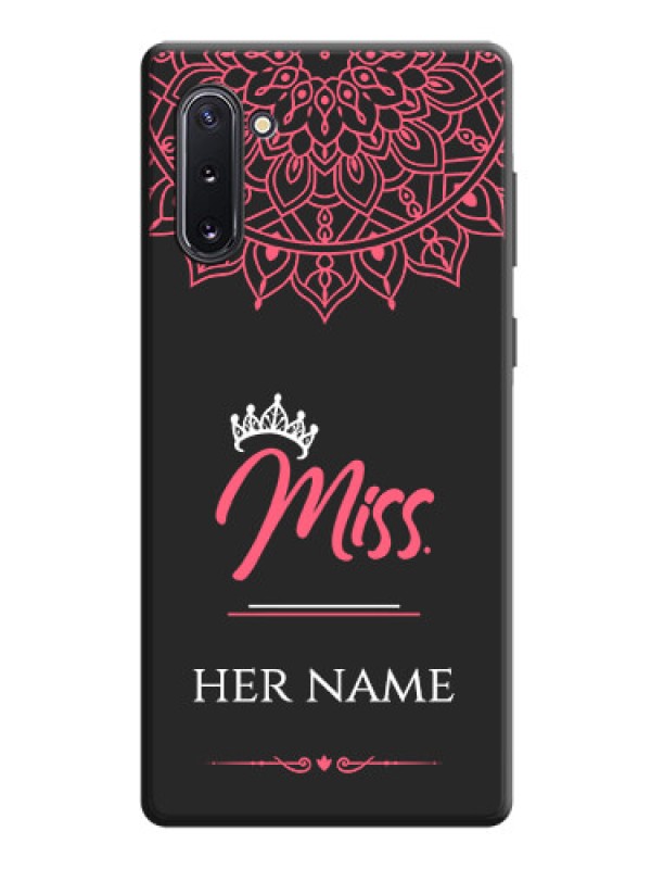 Custom Mrs Name with Floral Design on Space Black Personalized Soft Matte Phone Covers - Galaxy Note 10