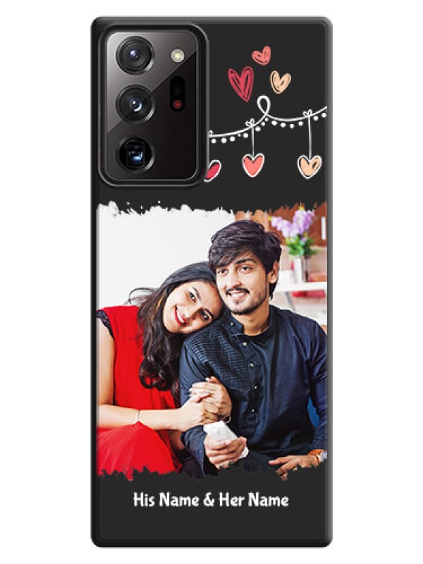 Custom Pink Love Hangings with Name on Space Black Custom Soft Matte Phone Cases - Galaxy Note 20 Ultra