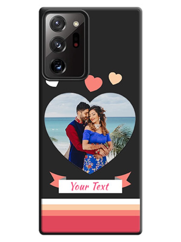 Custom Love Shaped Photo with Colorful Stripes on Personalised Space Black Soft Matte Cases - Galaxy Note 20 Ultra