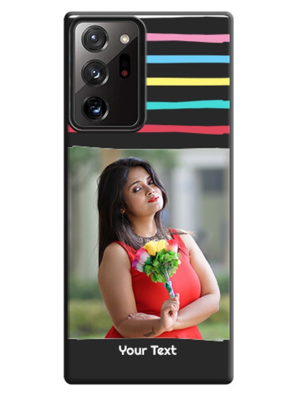 Custom Multicolor Lines with Image on Space Black Personalized Soft Matte Phone Covers - Galaxy Note 20 Ultra