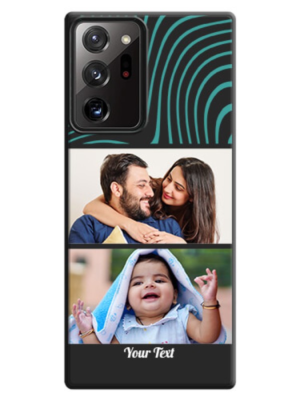 Custom Wave Pattern with 2 Image Holder on Space Black Personalized Soft Matte Phone Covers - Galaxy Note 20 Ultra