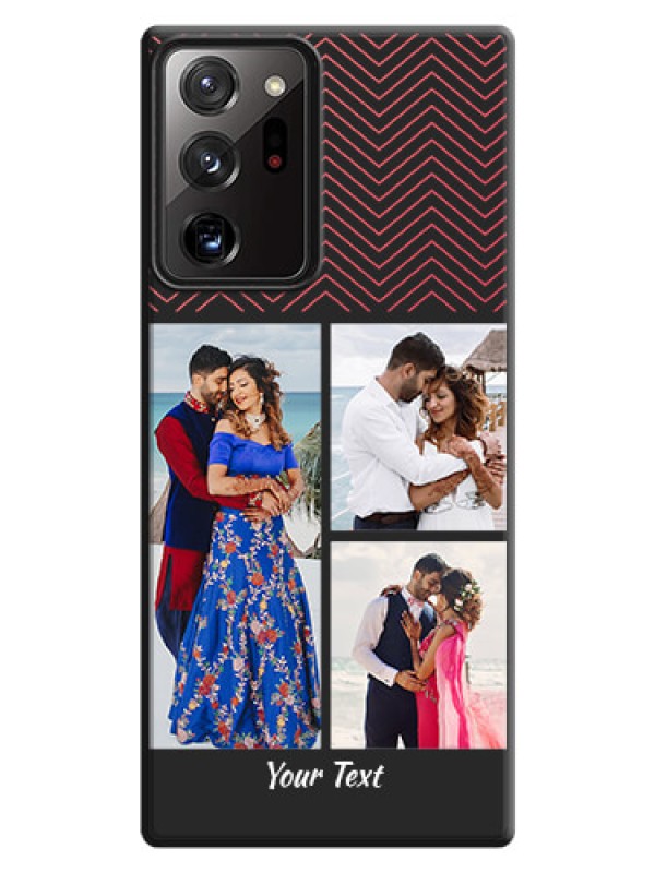 Custom Wave Pattern with 3 Image Holder on Space Black Custom Soft Matte Back Cover - Galaxy Note 20 Ultra