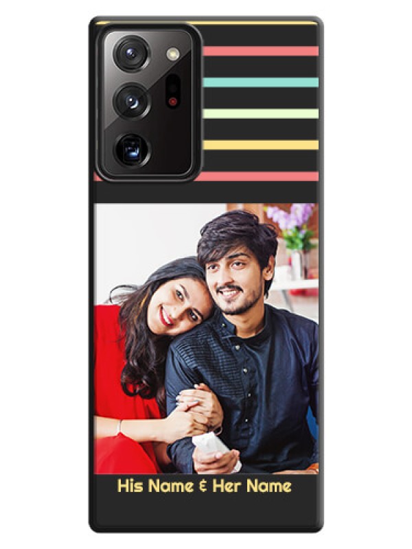 Custom Color Stripes with Photo and Text - Photo on Space Black Soft Matte Mobile Case - Galaxy Note 20 Ultra