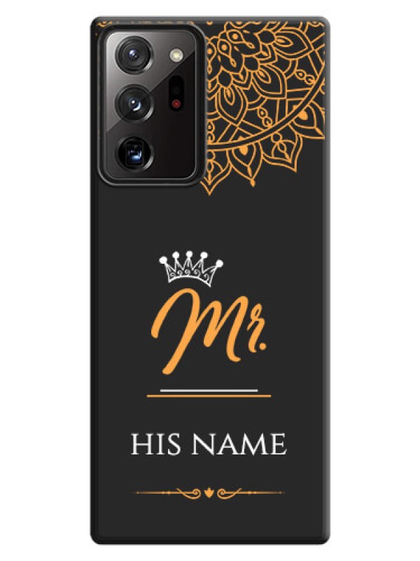 Custom Mr Name with Floral Design  on Personalised Space Black Soft Matte Cases - Galaxy Note 20 Ultra