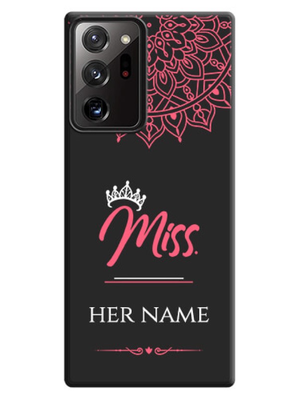Custom Mrs Name with Floral Design on Space Black Personalized Soft Matte Phone Covers - Galaxy Note 20 Ultra