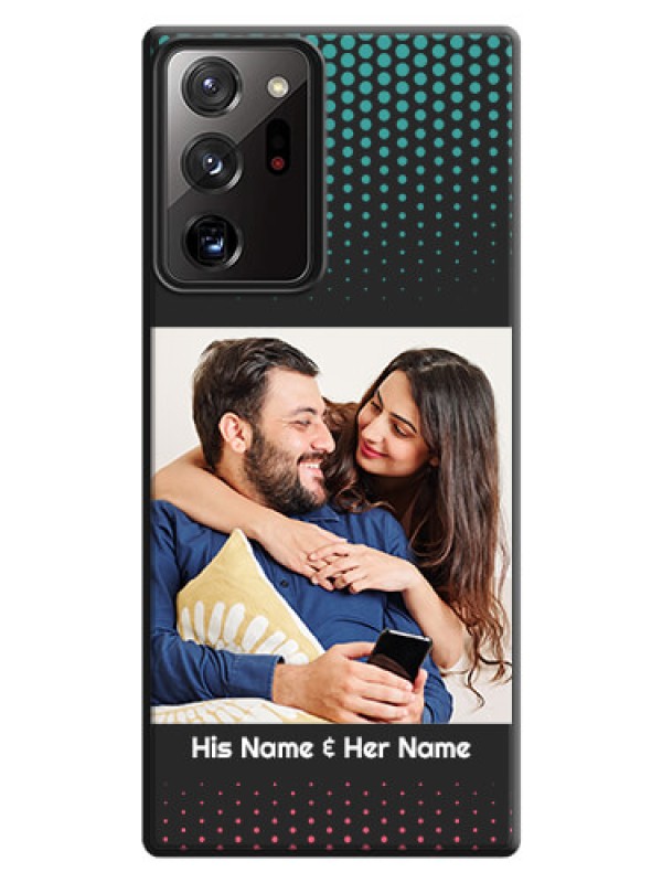 Custom Faded Dots with Grunge Photo Frame and Text on Space Black Custom Soft Matte Phone Cases - Galaxy Note 20 Ultra