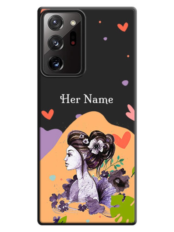 Custom Namecase For Her With Fancy Lady Image On Space Black Personalized Soft Matte Phone Covers -Samsung Galaxy Note 20 Ultra