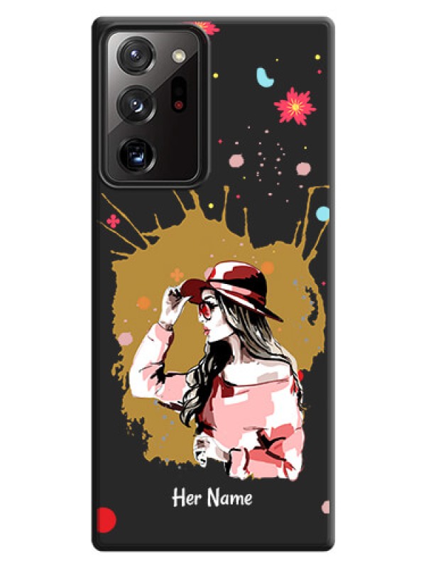 Custom Mordern Lady With Color Splash Background With Custom Text On Space Black Personalized Soft Matte Phone Covers -Samsung Galaxy Note 20 Ultra
