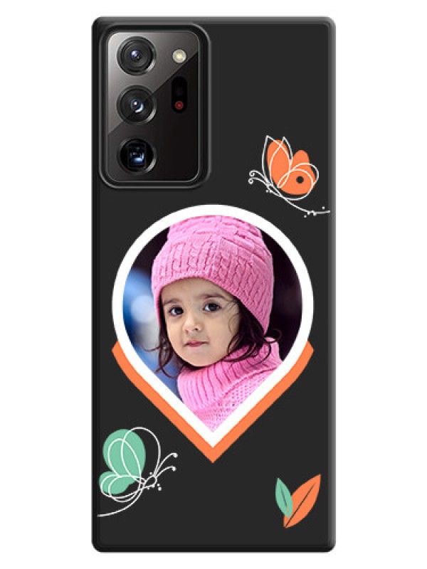 Custom Upload Pic With Simple Butterly Design On Space Black Personalized Soft Matte Phone Covers -Samsung Galaxy Note 20 Ultra