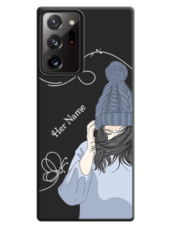 Custom Girl With Blue Winter Outfiit Custom Text Design On Space Black Personalized Soft Matte Phone Covers -Samsung Galaxy Note 20 Ultra