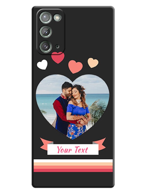 Custom Love Shaped Photo with Colorful Stripes on Personalised Space Black Soft Matte Cases - Galaxy Note 20