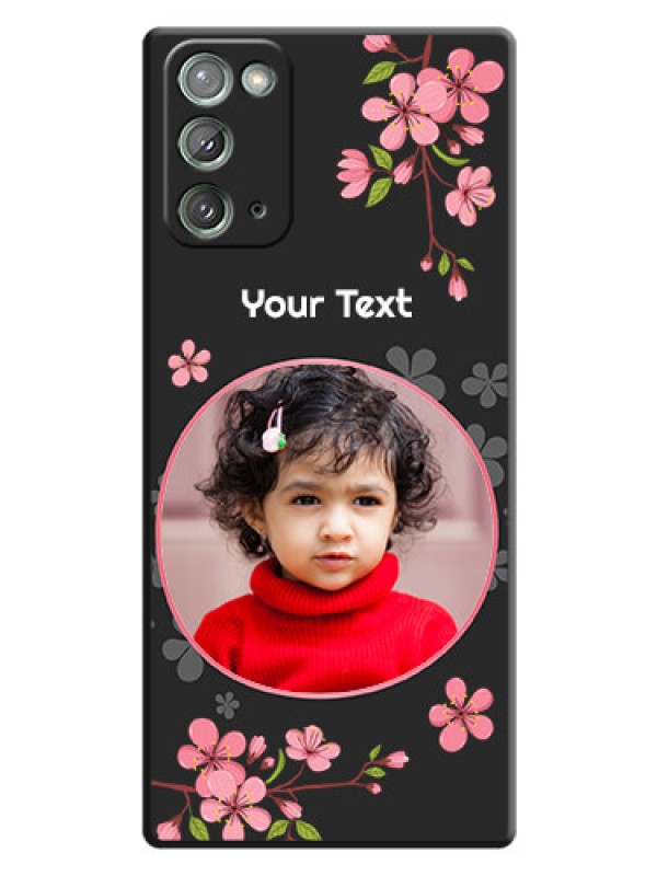 Custom Round Image with Pink Color Floral Design - Photo on Space Black Soft Matte Back Cover - Galaxy Note 20