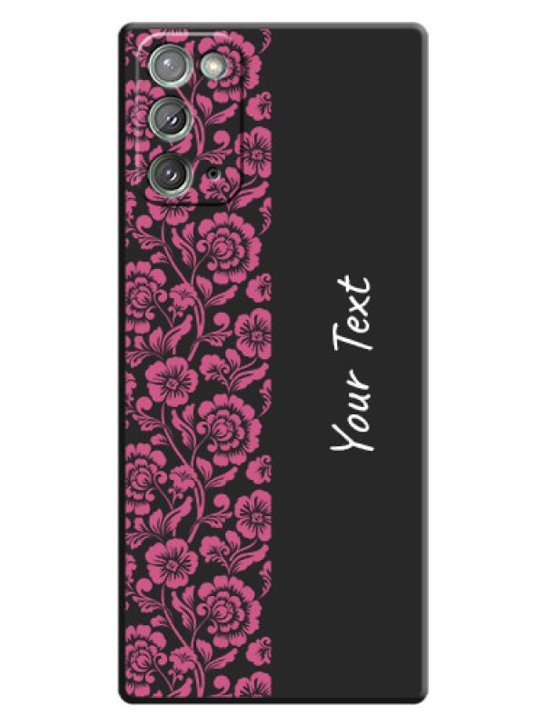 Custom Pink Floral Pattern Design With Custom Text On Space Black Personalized Soft Matte Phone Covers -Samsung Galaxy Note 20