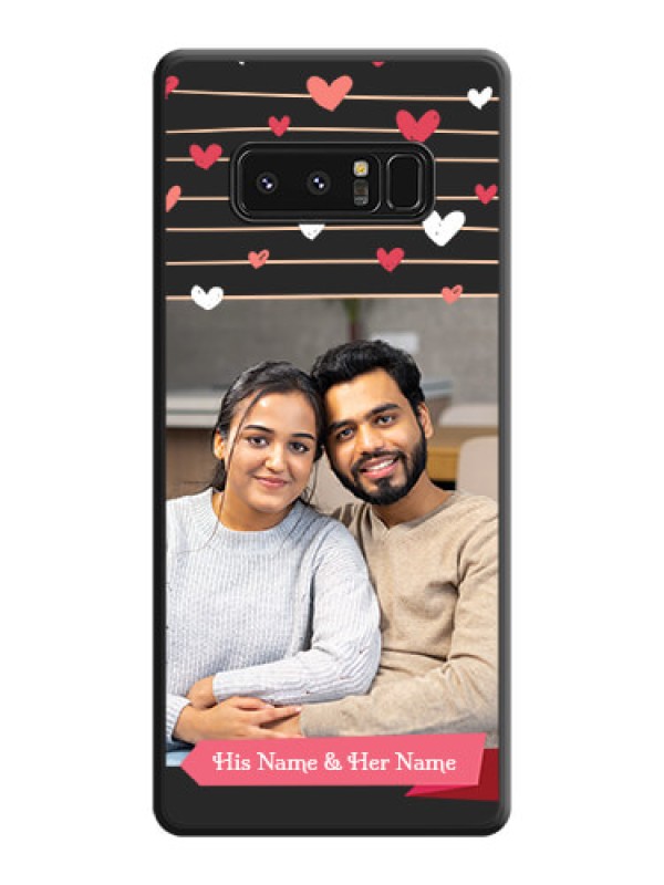 Custom Love Pattern with Name on Pink Ribbon  on Photo on Space Black Soft Matte Back Cover - Galaxy Note 8