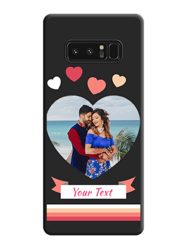 Custom Love Shaped Photo with Colorful Stripes on Personalised Space Black Soft Matte Cases - Galaxy Note 8