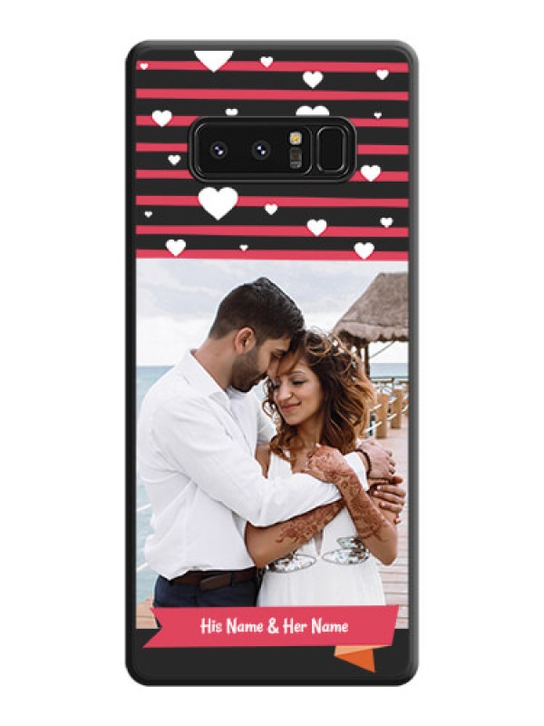 Custom White Color Love Symbols with Pink Lines Pattern on Space Black Custom Soft Matte Phone Cases - Galaxy Note 8