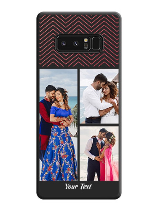 Custom Wave Pattern with 3 Image Holder on Space Black Custom Soft Matte Back Cover - Galaxy Note 8
