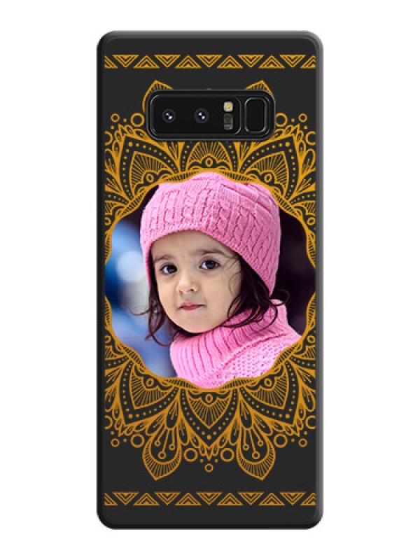 Custom Round Image with Floral Design on Photo on Space Black Soft Matte Mobile Cover - Galaxy Note 8