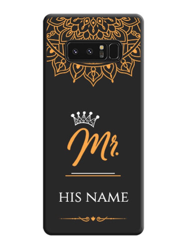 Custom Mr Name with Floral Design  on Personalised Space Black Soft Matte Cases - Galaxy Note 8