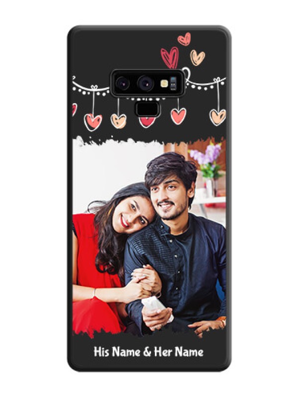 Custom Pink Love Hangings with Name on Space Black Custom Soft Matte Phone Cases - Galaxy Note 9