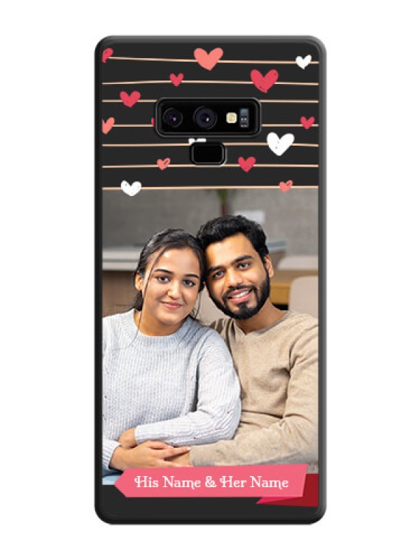 Custom Love Pattern with Name on Pink Ribbon  on Photo on Space Black Soft Matte Back Cover - Galaxy Note 9