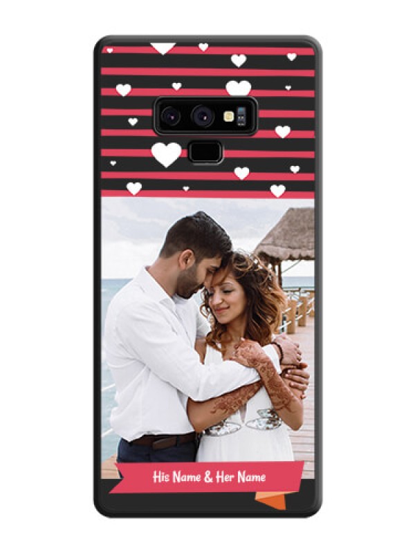 Custom White Color Love Symbols with Pink Lines Pattern on Space Black Custom Soft Matte Phone Cases - Galaxy Note 9