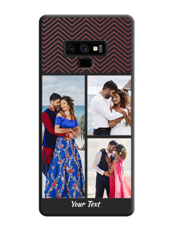Custom Wave Pattern with 3 Image Holder on Space Black Custom Soft Matte Back Cover - Galaxy Note 9