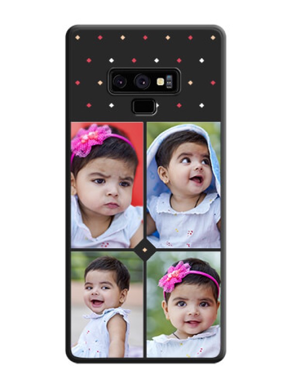 Custom Multicolor Dotted Pattern with 4 Image Holder on Space Black Custom Soft Matte Phone Cases - Galaxy Note 9