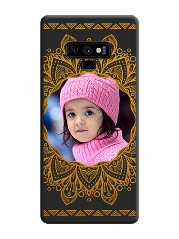 Custom Round Image with Floral Design on Photo on Space Black Soft Matte Mobile Cover - Galaxy Note 9