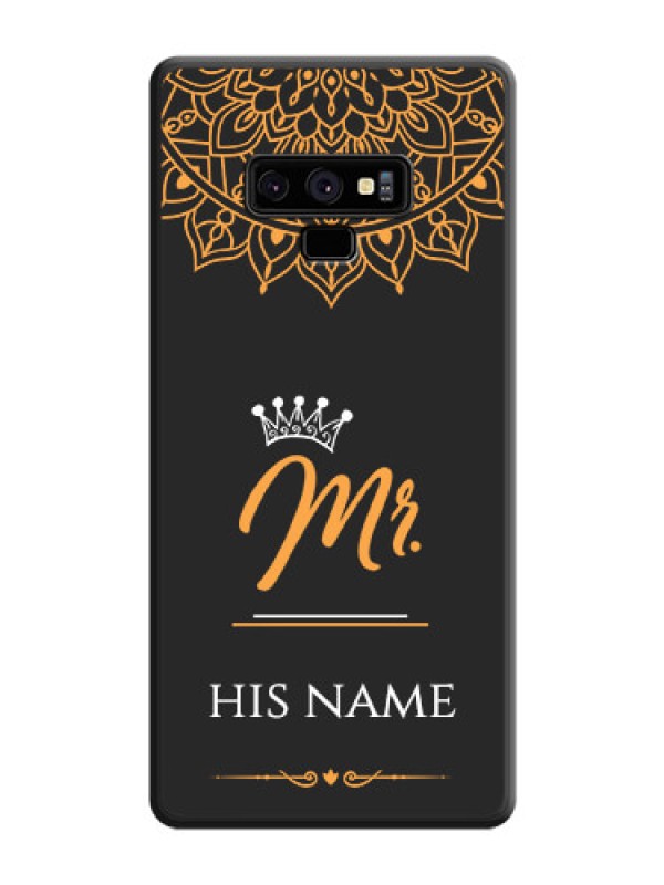 Custom Mr Name with Floral Design  on Personalised Space Black Soft Matte Cases - Galaxy Note 9