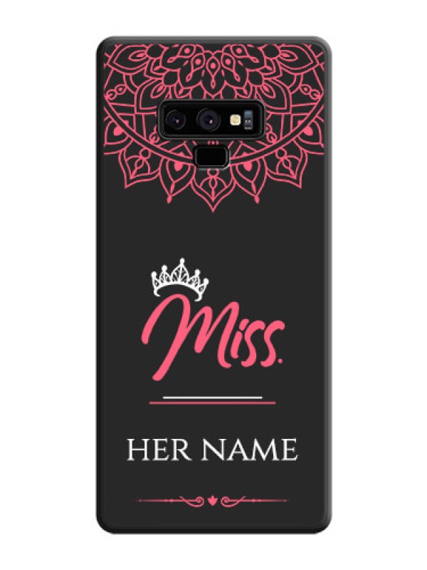 Custom Mrs Name with Floral Design on Space Black Personalized Soft Matte Phone Covers - Galaxy Note 9