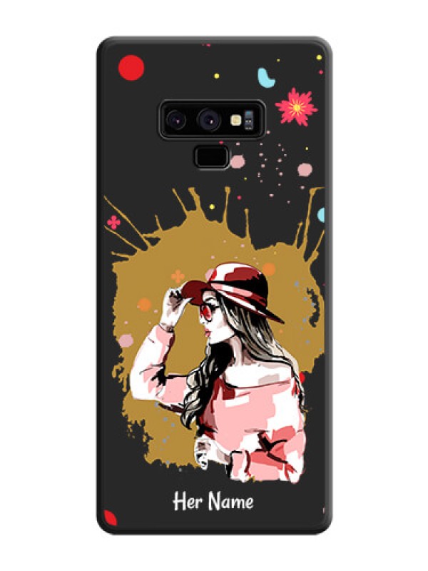 Custom Mordern Lady With Color Splash Background With Custom Text On Space Black Personalized Soft Matte Phone Covers -Samsung Galaxy Note 9