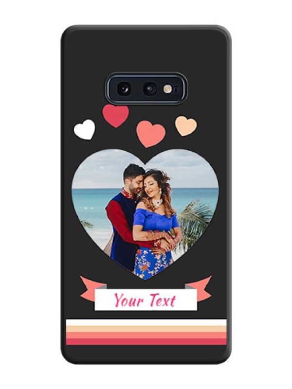 Custom Love Shaped Photo with Colorful Stripes on Personalised Space Black Soft Matte Cases - Galaxy S10E