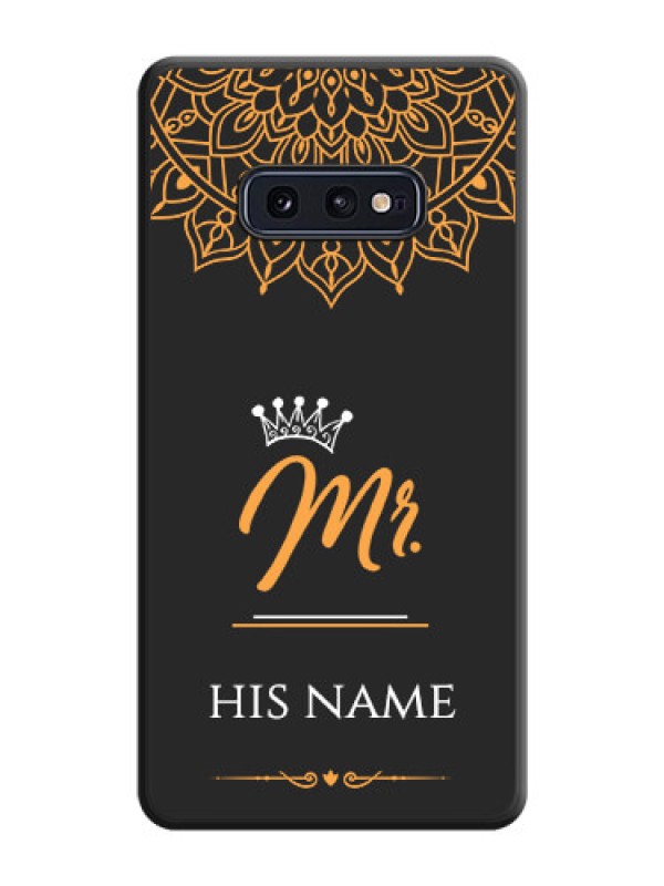 Custom Mr Name with Floral Design  on Personalised Space Black Soft Matte Cases - Galaxy S10E
