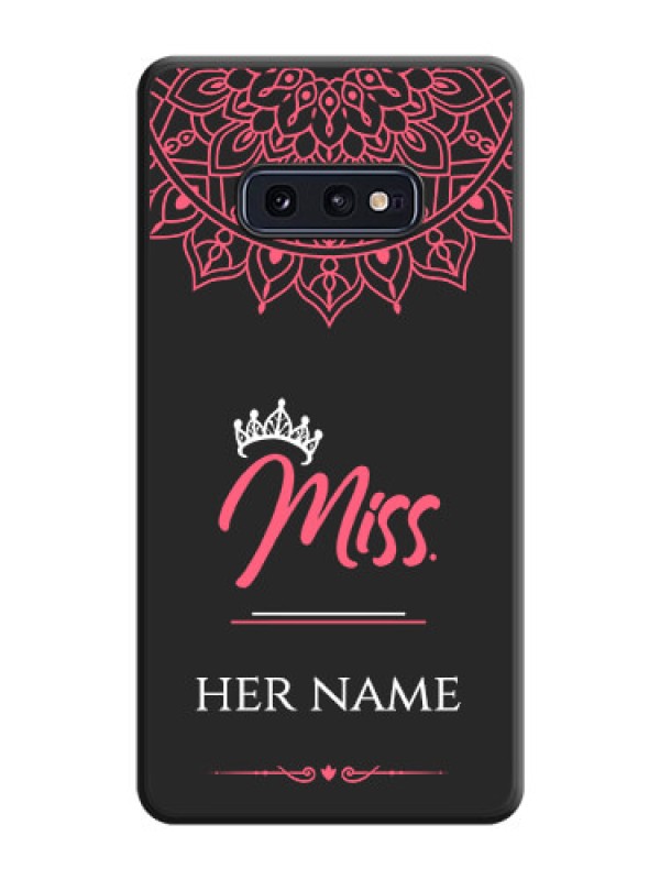 Custom Mrs Name with Floral Design on Space Black Personalized Soft Matte Phone Covers - Galaxy S10E